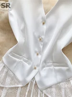 SINGREINY Backless Sexy Tank Vest Sleeveless Single Breasted V Neck Spliced Lace Skinny Sheer Irregular Summer Women Design Tops - Image 5