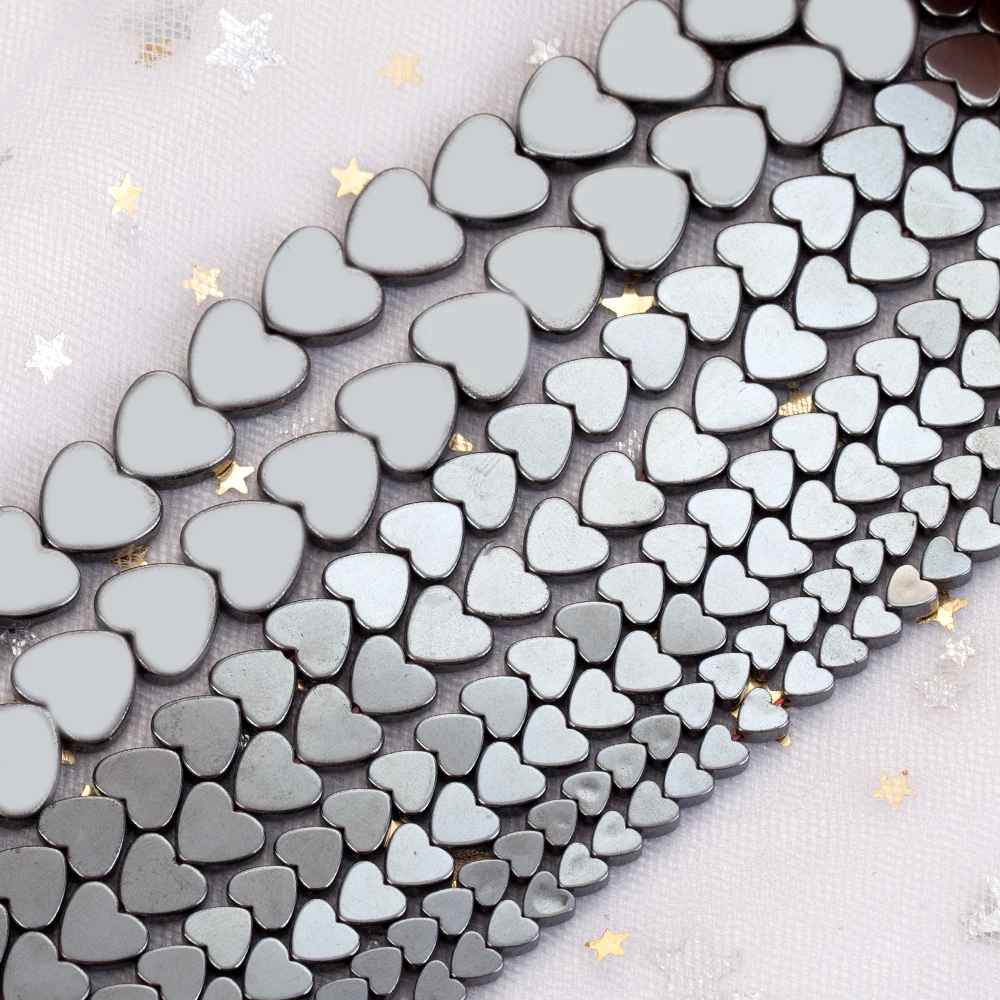 45-Stil natürliche schwarze Hämatit-Steinperlen, Stern, geometrische Säule, Herz, lose Distanzperlen für Schmuckherstellung, Armbänder, Halskette – Detail 10