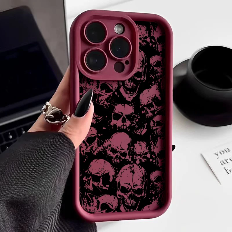 Sleek Black Skull Pattern Phone Case - Stylish Protective Back Cover