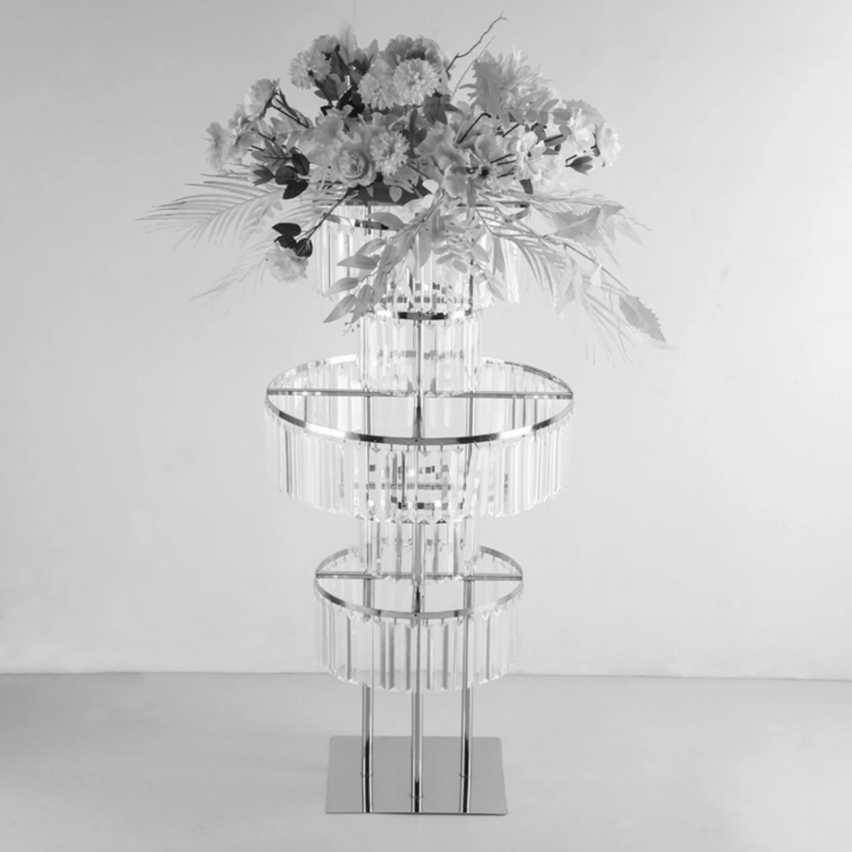 6pcs)100cm-130cm 5 Layers Party Wedding Event Acrylic Gold Tall Flower Stand Table Centerpieces Wedding Centerpiece Stand Decor