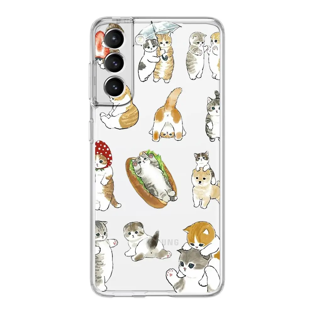 Adorable Cat Art Cartoon Silicone Clear Phone Case Cover