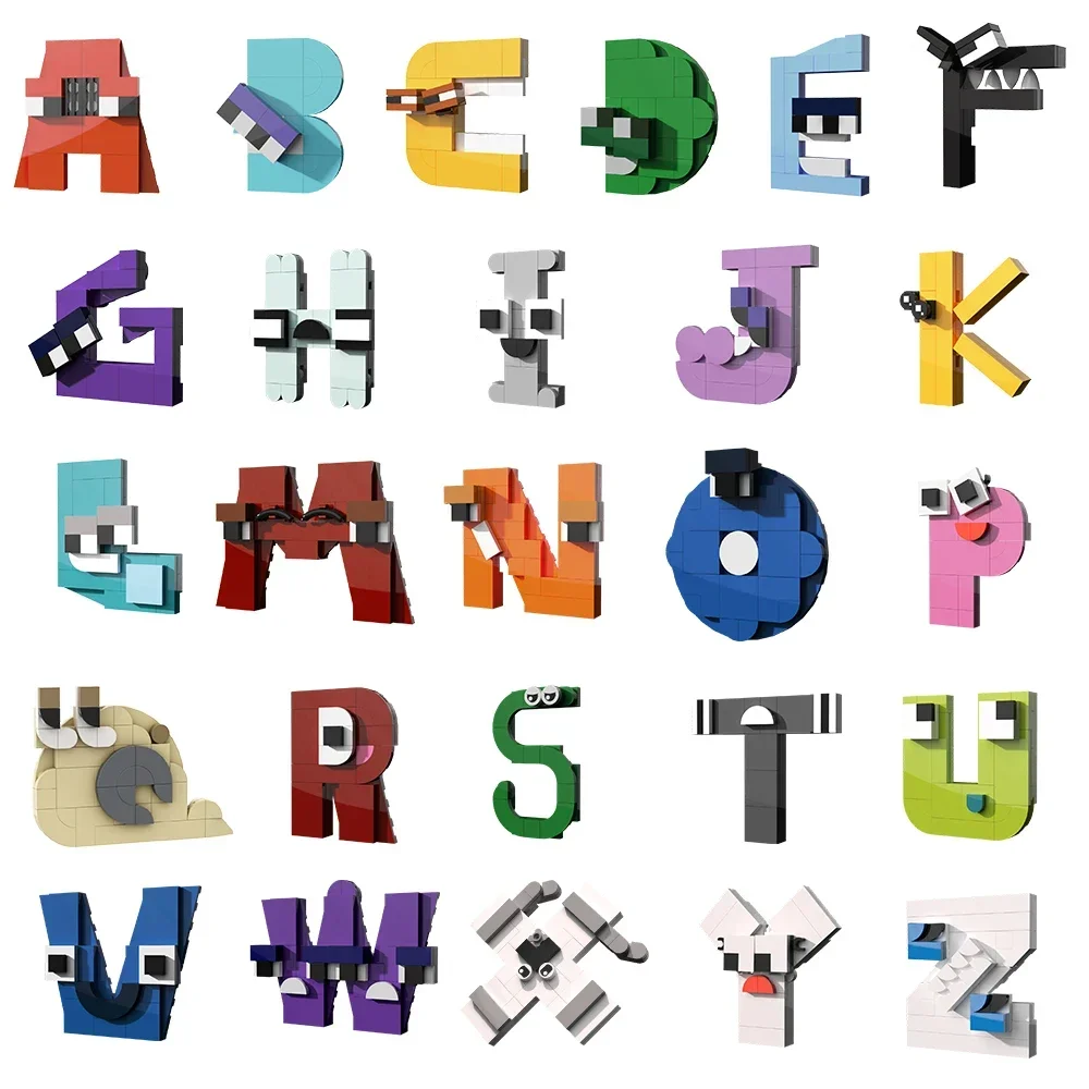 MOC 931PCS Letters Lore A-Z 26 영어 알파벳 숫자 문자 빌딩 블록 세트 전설 문자 교육 벽돌 어린이 장난감