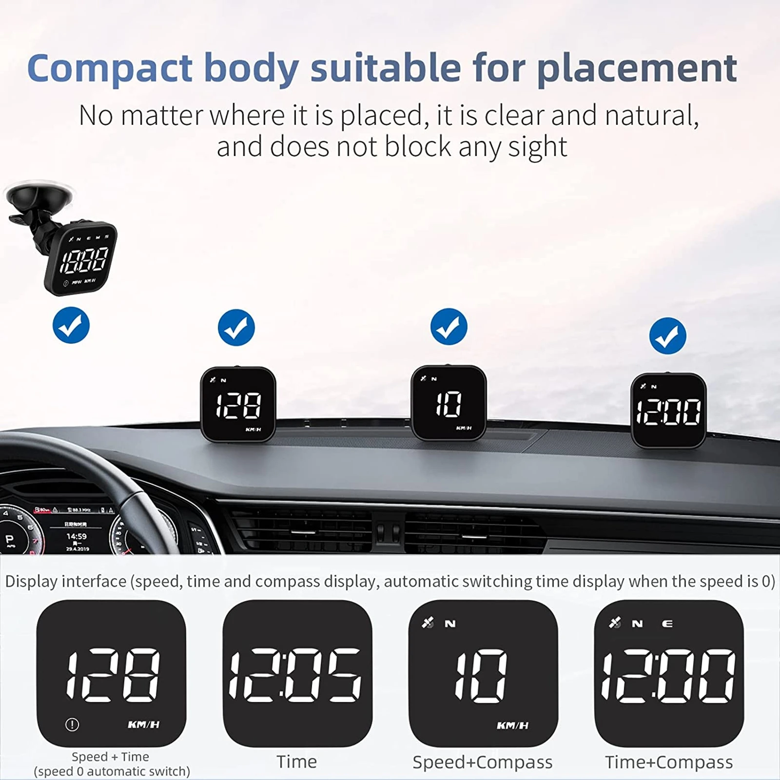  ڵ HUD  GPS ӵ  ÷, MPH  溸, ٱ ӵ ħ HD ÷