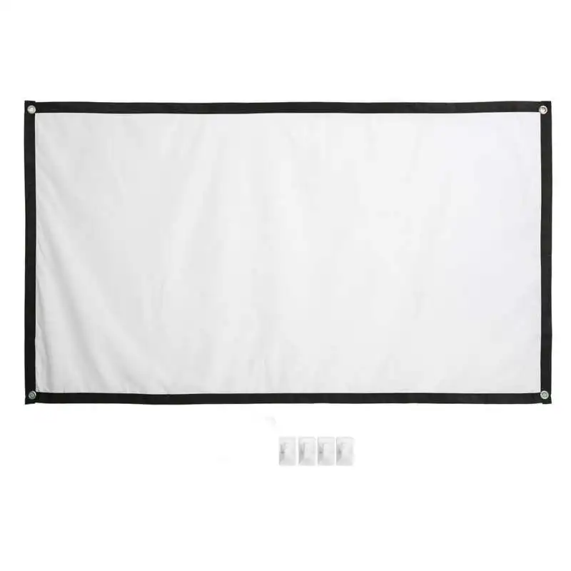 60/72/84/100 Inch Projector Screen HD Projection Anti-Light Curtain Projector Movie Screen With 4 Hooks for Indoor Outdoor