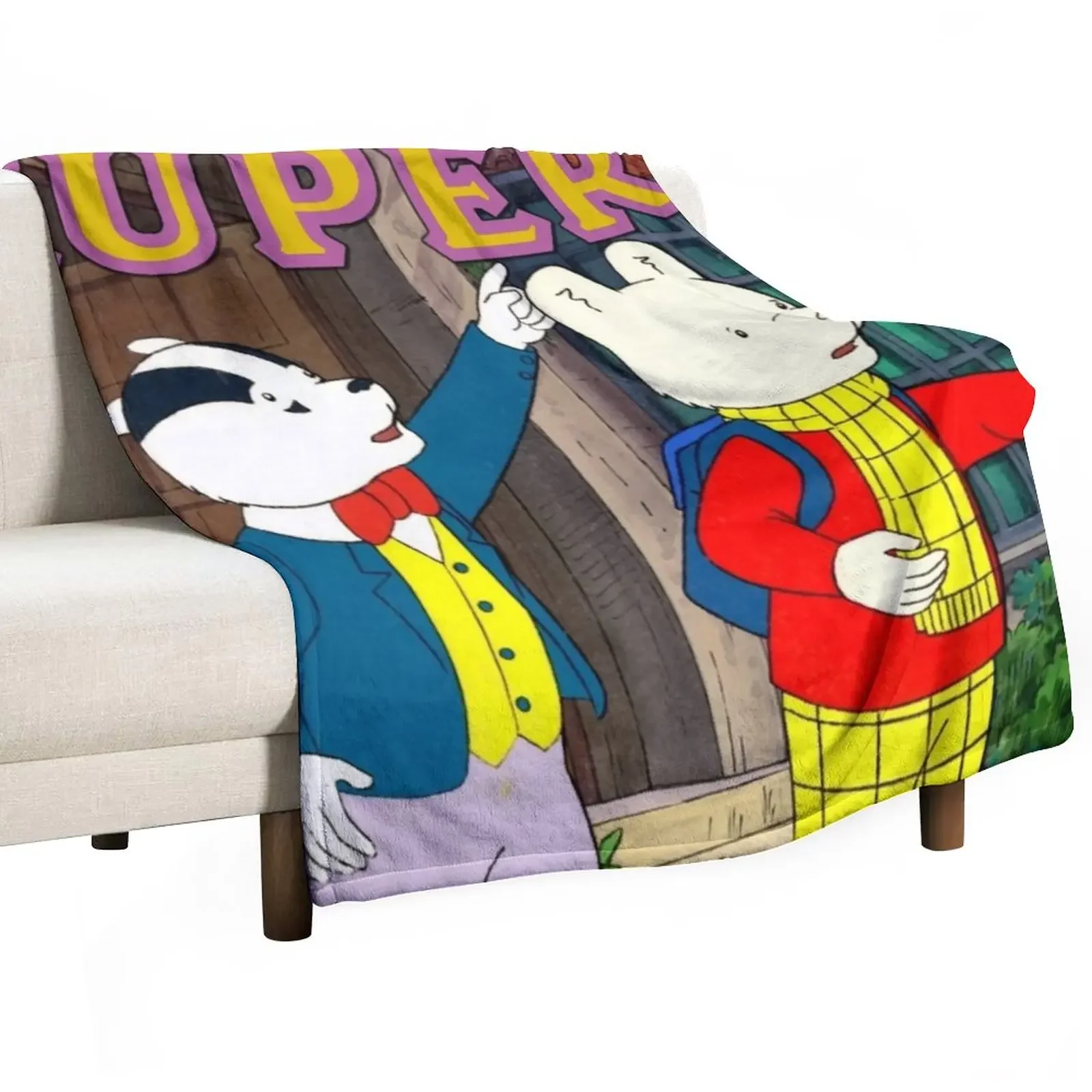 

Rupert - 1990s Retro Children's TV Throw Blanket Luxury Designer Single Blankets