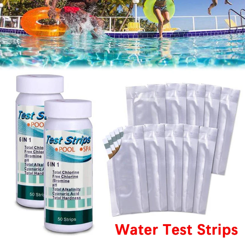 50pcs Water Test PH Strips Multipurpose 6-in-1 Water Tester Paper High Precision Easy Detection Aquarium Pool Accessories
