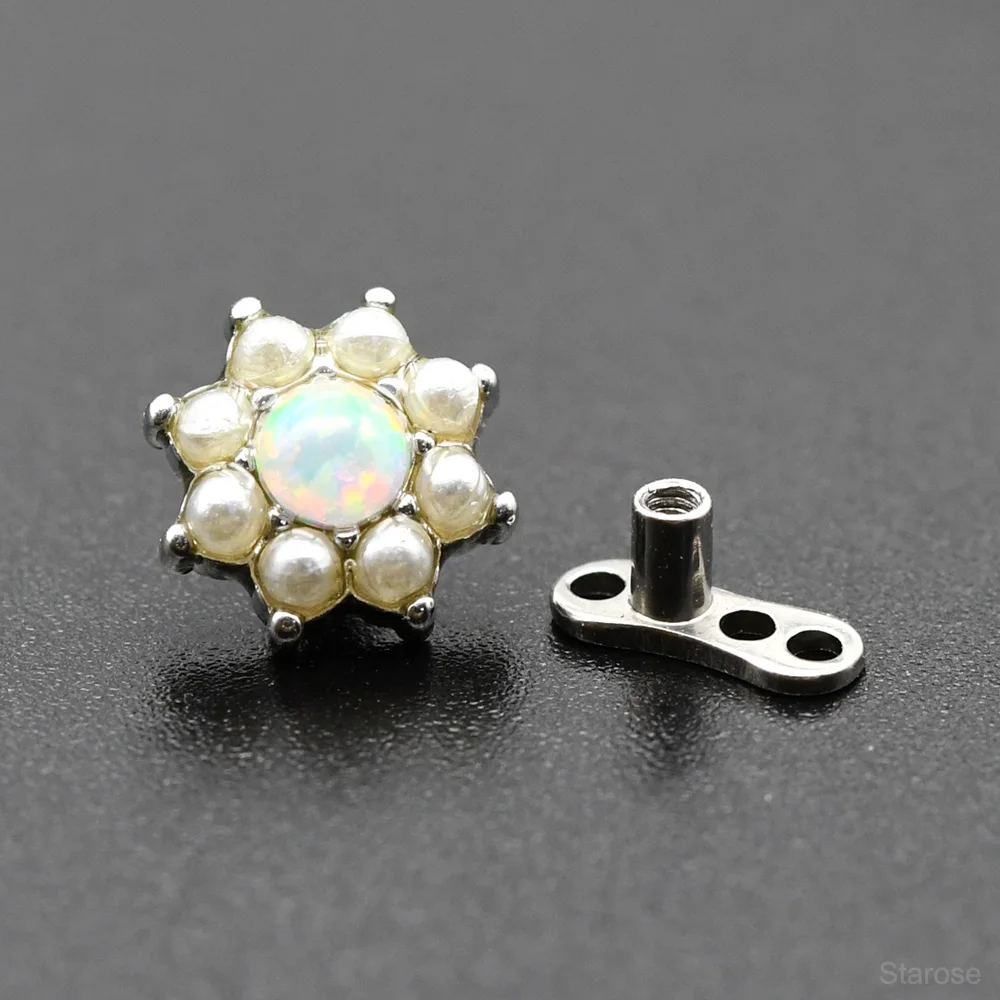 Starbeauty Stud and Base Imitation Pearl Anchor Dermal Tops Micro
