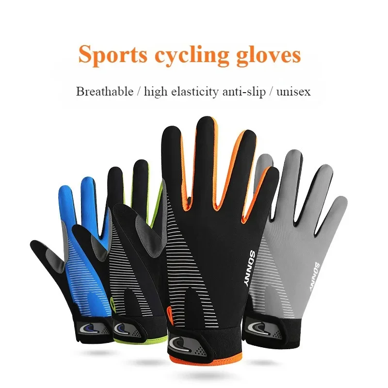 Cycling Gloves Sports Gloves Outdoor Sports Cycling Ice Silk Gloves Women Men Gym Exercise Workout Full finger Thin Breathable Touch Screen Mountaineering