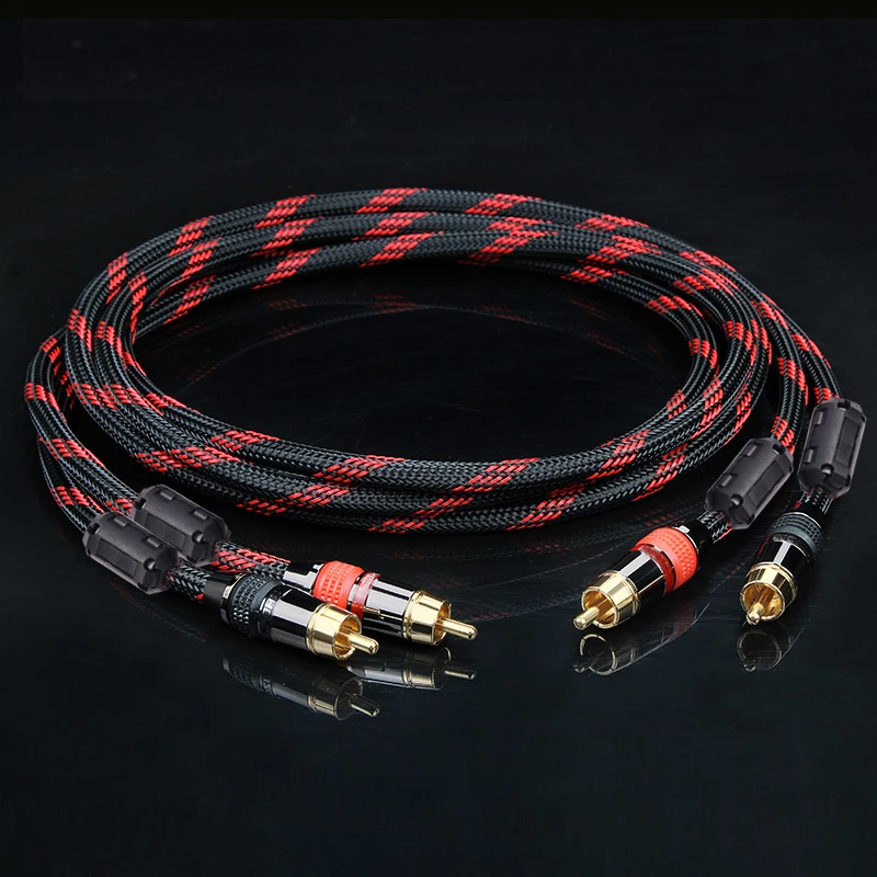 High-Fidelity Stereo RCA Audio Cable Pair - Premium 2 RCA to 2 RCA Male Interconnect