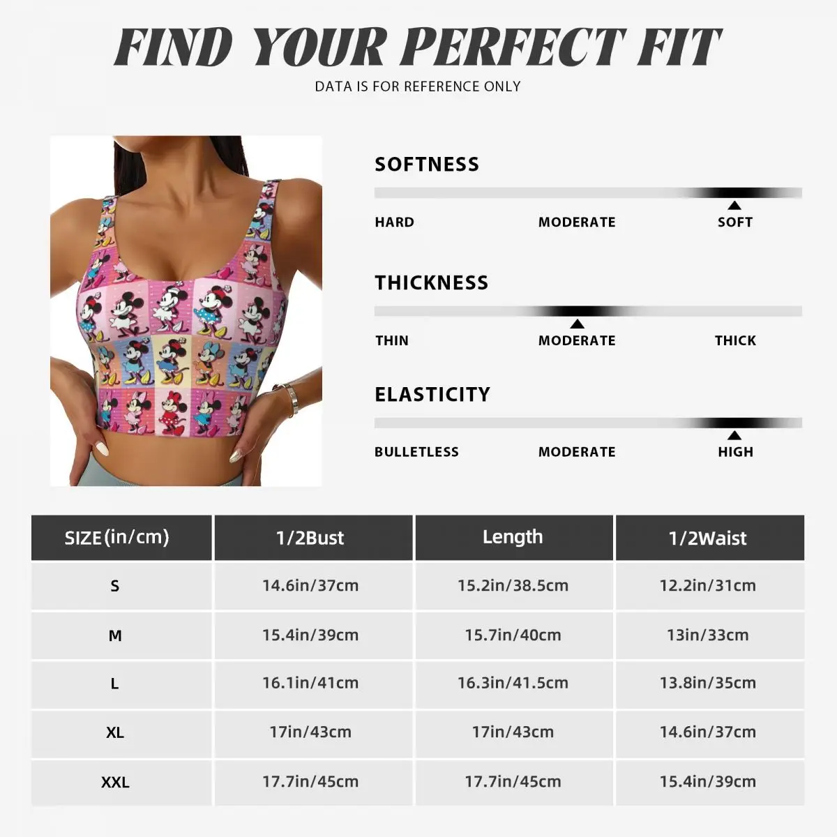 Mickey Mouse Minnie Workout Crop Tank Tops for Women Running Sports Bras