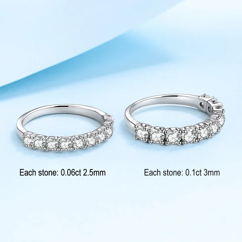 NeeTim 여성용 풀 모이사나이트 반지, 결혼 쥬얼리, , 다이아몬드 반지, 약혼 약속 밴드 선물, 2.5mm, 3mm
