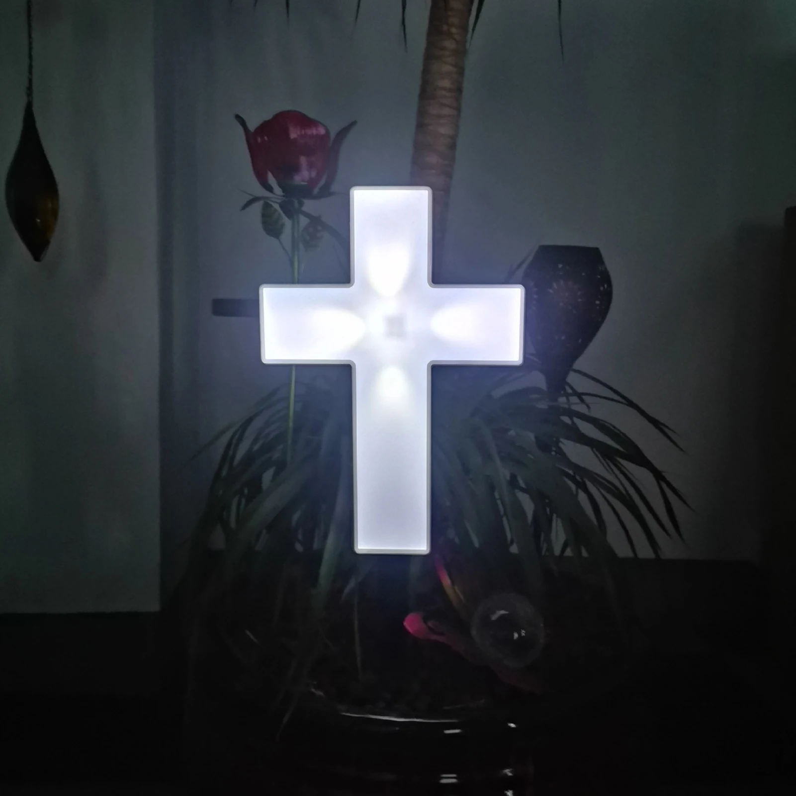 Luci Solari Da Giardino A Forma Di Croce Con Ali D'Angelo E Vetro Colorato - Decorazione Per Esterni, Cimitero E Prato - 2