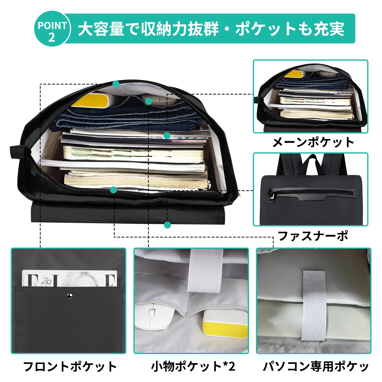 Fashion Women Large Capacity Backpack Waterproof Fabric Multi-function Casual Business Work Student School Bag