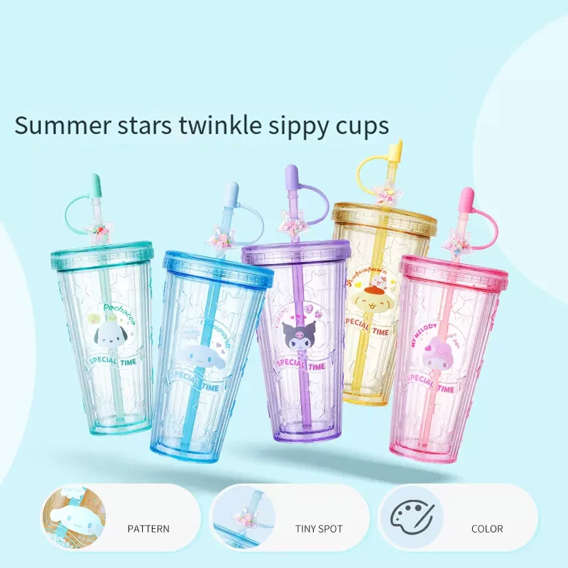 

Sanrios аниме Kuromi соломенная чашка Милая коричная 500 мл большая емкость детская чашка для воды для студентов моя мелодия уличная чашка для напитков подарок