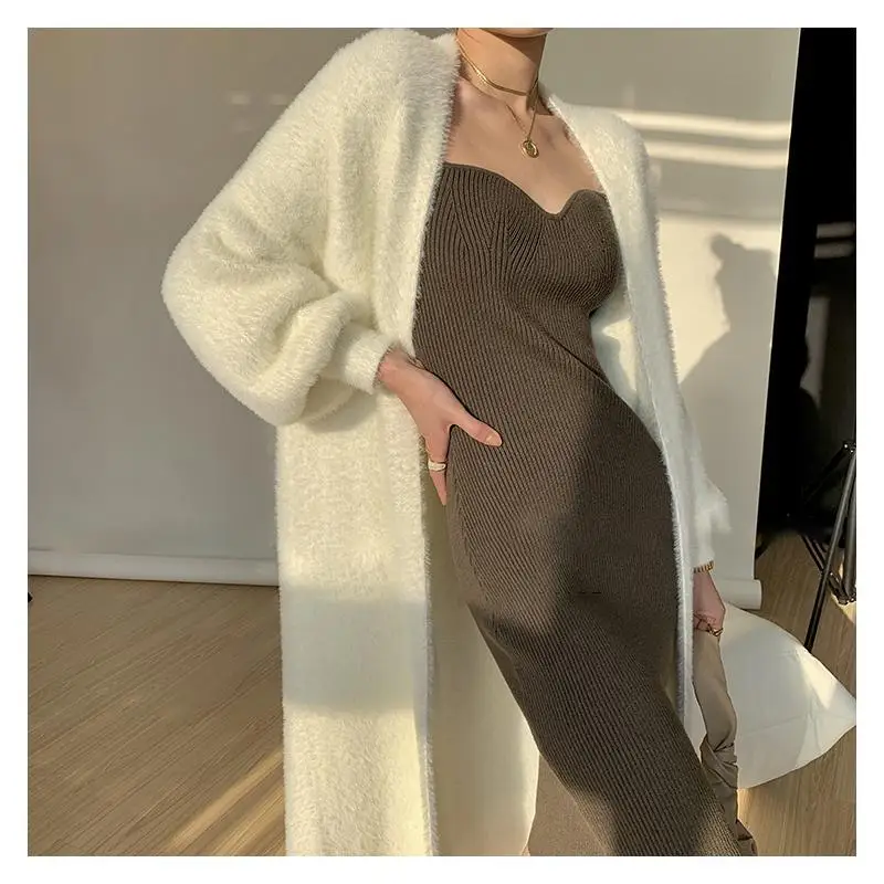long knitted cardigan sweater coat knitwears korean style clothes fall 2023 fashion new arrivals women clothing autumn knitted