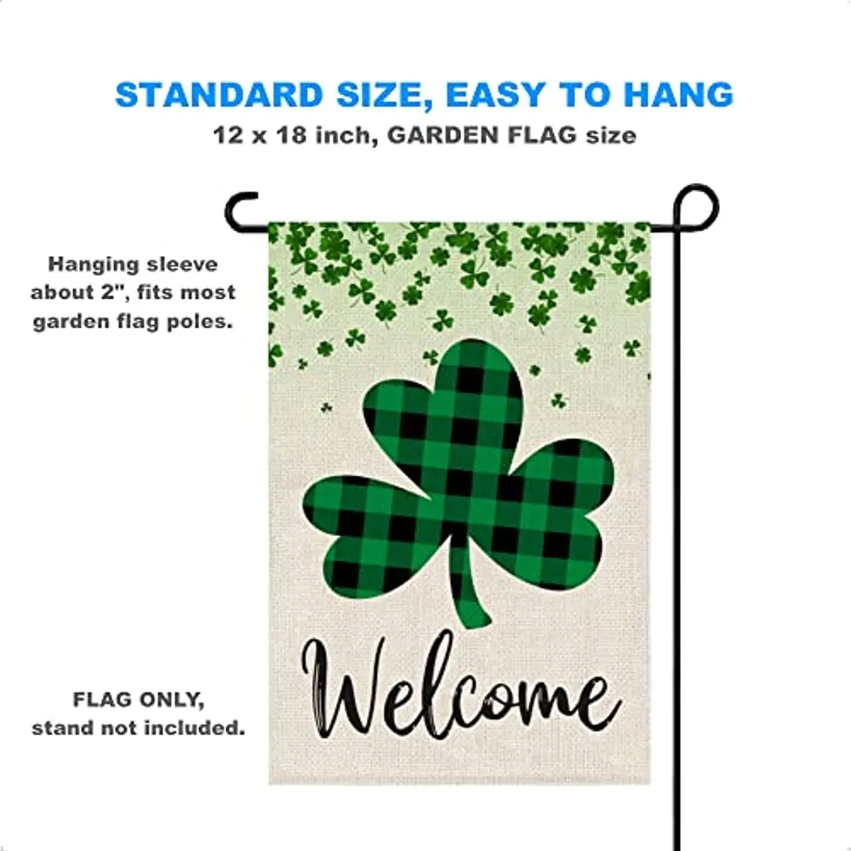 St Patrick's Day Burlap Garden Flag Shamrock Clover Welcome Happy Saint Patty's Day 2