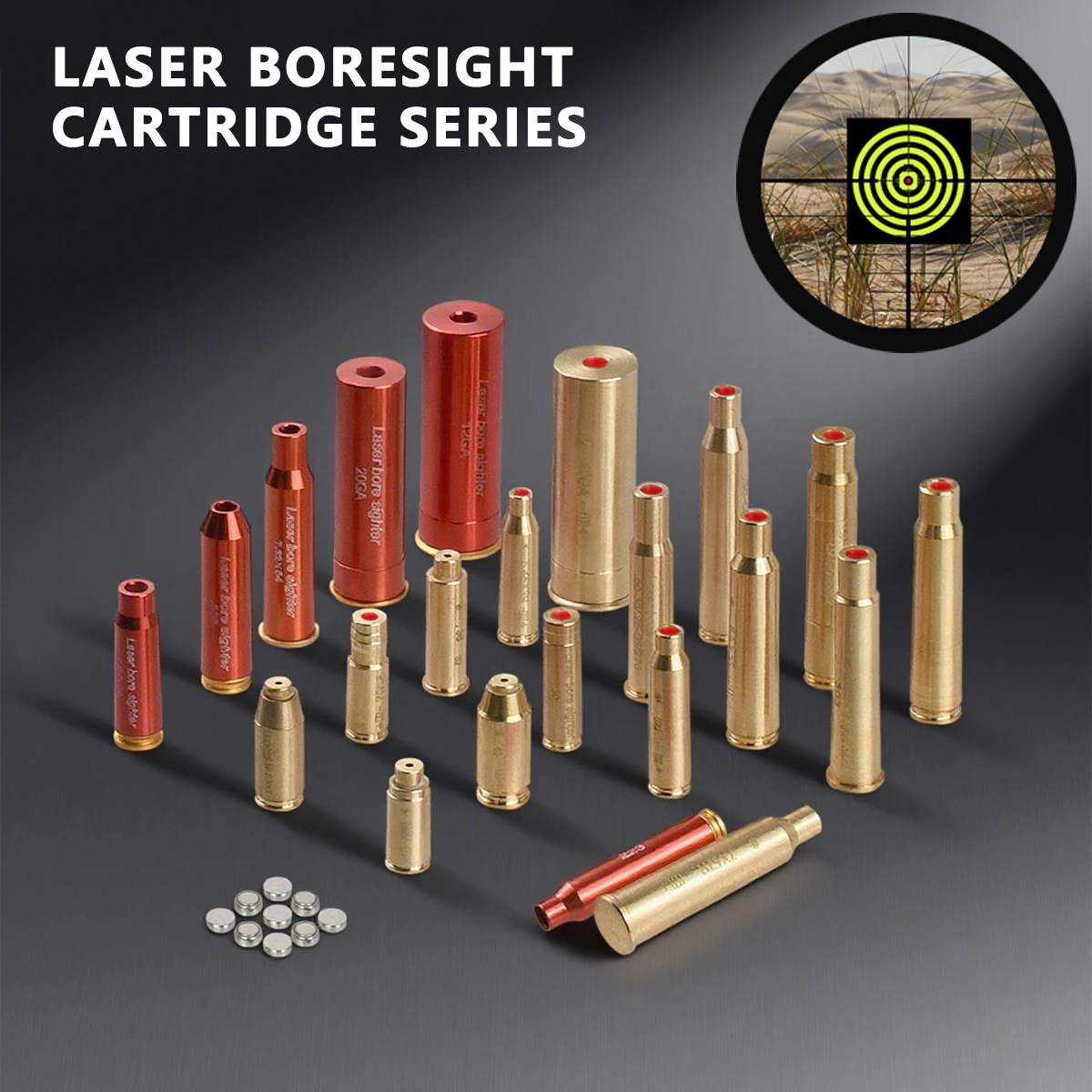 20GA 12GA 9x19mm .223 5.45x39 7.62x54 7.62x39 Airsoft AK47 G17 G19 9mm Laser Bore Sighter Collimator