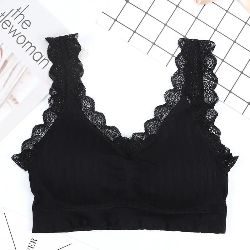 Women Bra New Seamless Lace Bra Back Wrapped Chest No Steel Ring Thread Net Red Sports Underwear