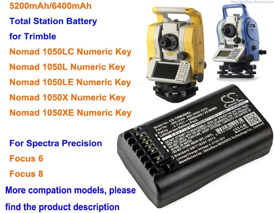 Batteria 5200Mah/6400Mah Per Spectra Precision Focus 6,Focus 8, Per Trimble Nomad 1050Lc, 1050L,1050Le,1050X,1050Xe