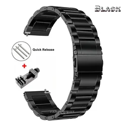 Premium Multi - Size Titanium Watch Strap with Metal Band Bracelet Design - 22mm (Black with tool)