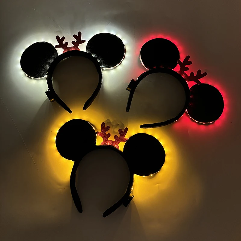 1/2 stücke LED Leuchtende Neon Maus Ohren Stirnband Mädchen Festival Stirnbänder Mickey Haarband Kinder Geburtstag Party Haar Zubehör – Detail 16