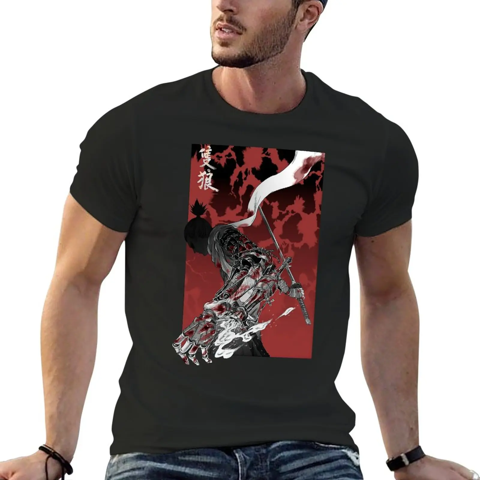 

New Wolf With Katana Sekiro T Shirt Sekiro Comic Anime Retro Pop Culture T-Shirt custom t shirt sweat shirts t shirts for men