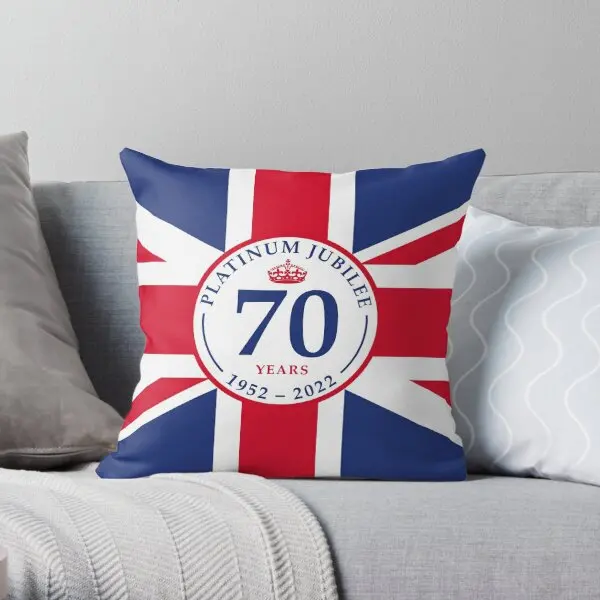 

Platinum Jubilee Flag Printing Throw Pillow Cover Home Bed Office Wedding Square Soft Sofa Fashion Pillows not include One Side
