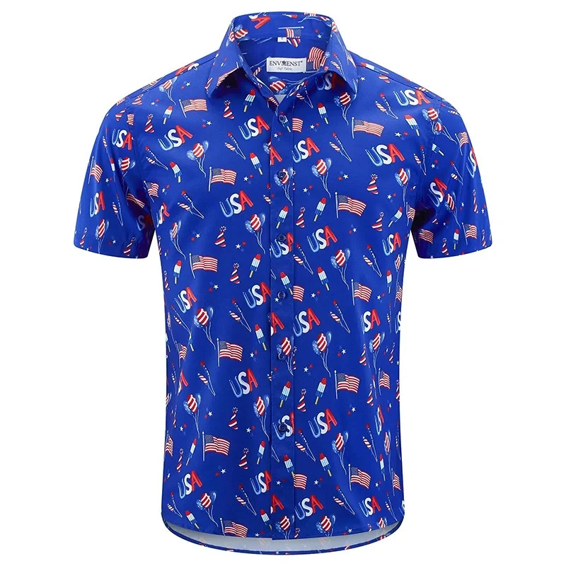 thumbnail image 1 of Camisas de moda para hombre con bandera hawaiana de Estados Unidos, ropa de marihuana, blusa de manga corta con estampado 3D para playa, ropa vintage Y2k, 1 of 5