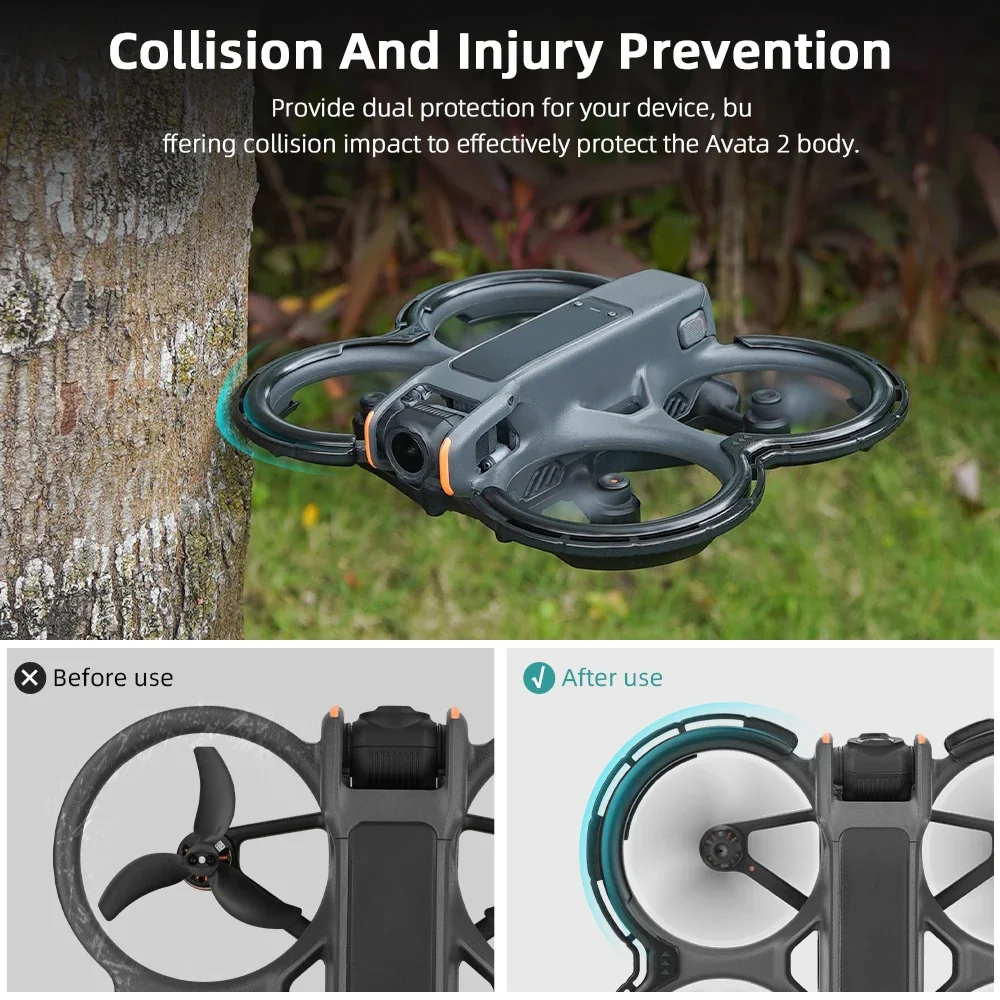 Protège-hélice TPU vert pour drone Amato 2, protection anti-collision souple et ajustée autour de l'hélice.