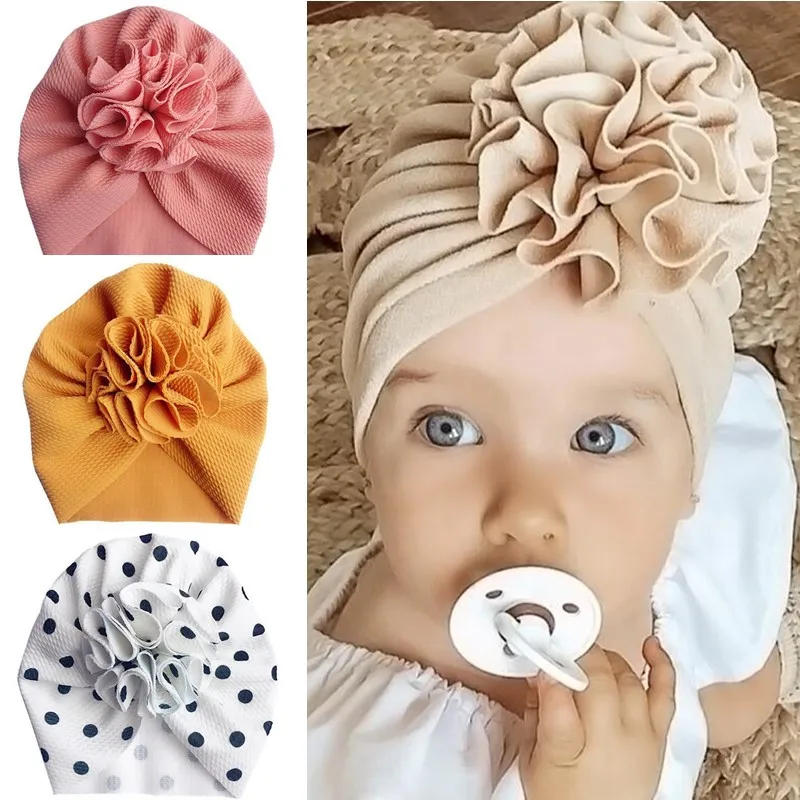 Turbante-para-beb-gorro-de-algod-n-suave-con-lazo-Color-s-lido-para ...
