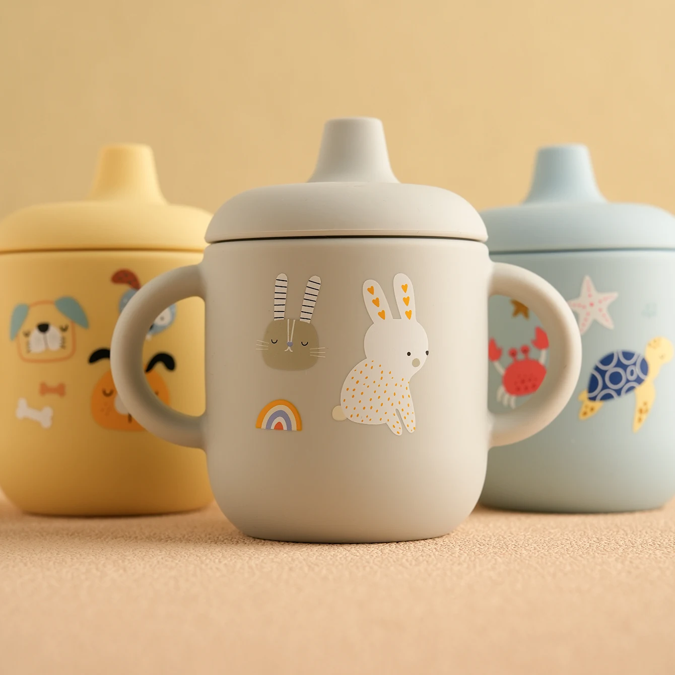 1PCS Cartoon Silicone Baby Feeding Cup BPA Free Leak Proof Training Cup With Handle Travel Friendly Dishwasher Safe Baby Stuff 1