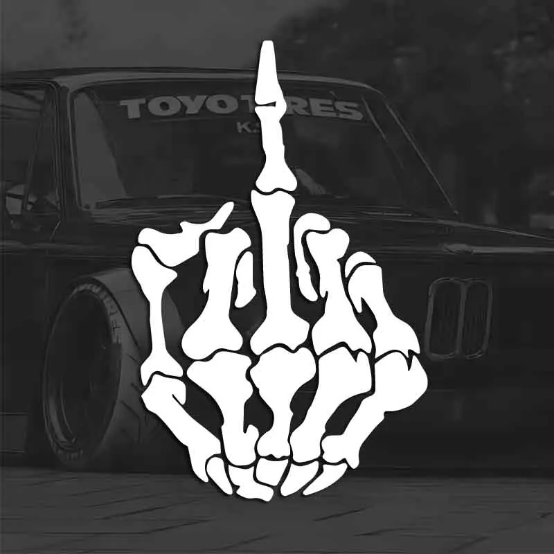Skeleton Hand Skull Finger Sticker – Add a Touch of Humor to Your Car or Laptop