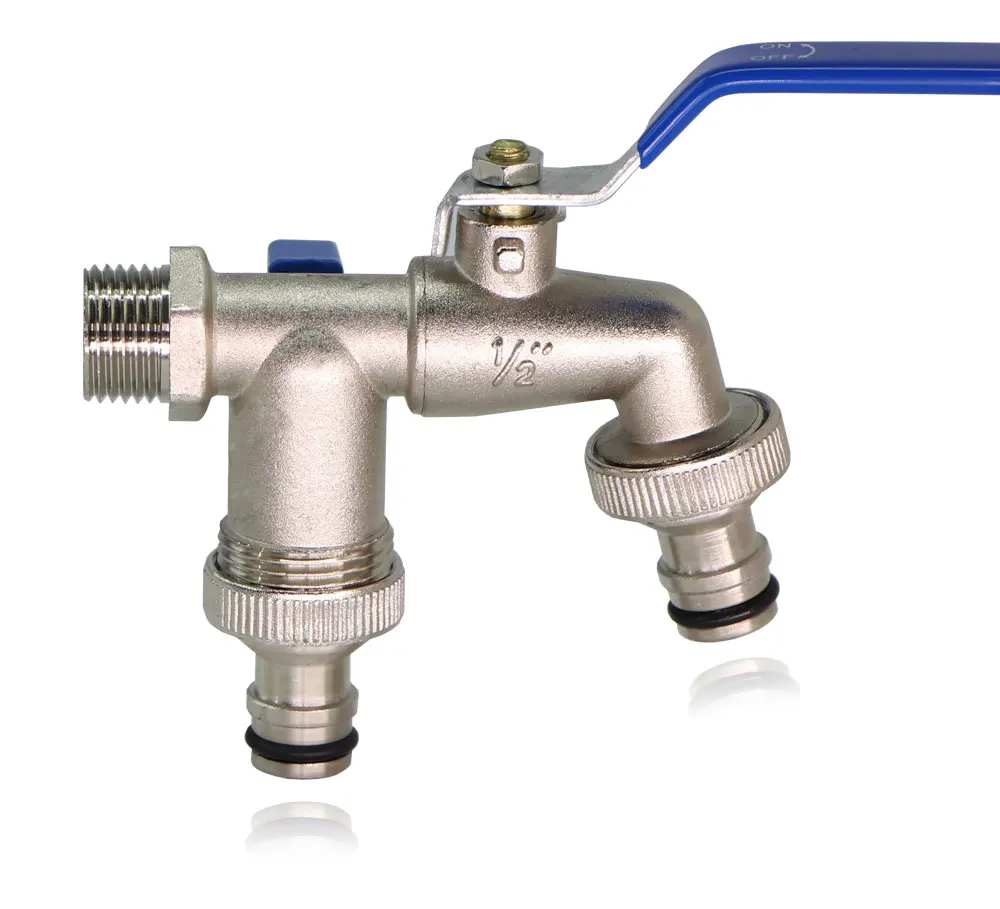 1 2 x 16mm 3 4 Garden Lever Tap Outdoor Water Faucet Long Handle 2 Way 1 Way Ball Valve Shut Off with Connecter For IBC Tank garden bibcocks water tap faucet