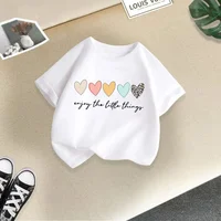 Été nouveaux vêtements pour enfants T-shirt pour enfants garçons et filles mode décontractée à manches courtes bébé demi-manches chemise de Base supérieure 6