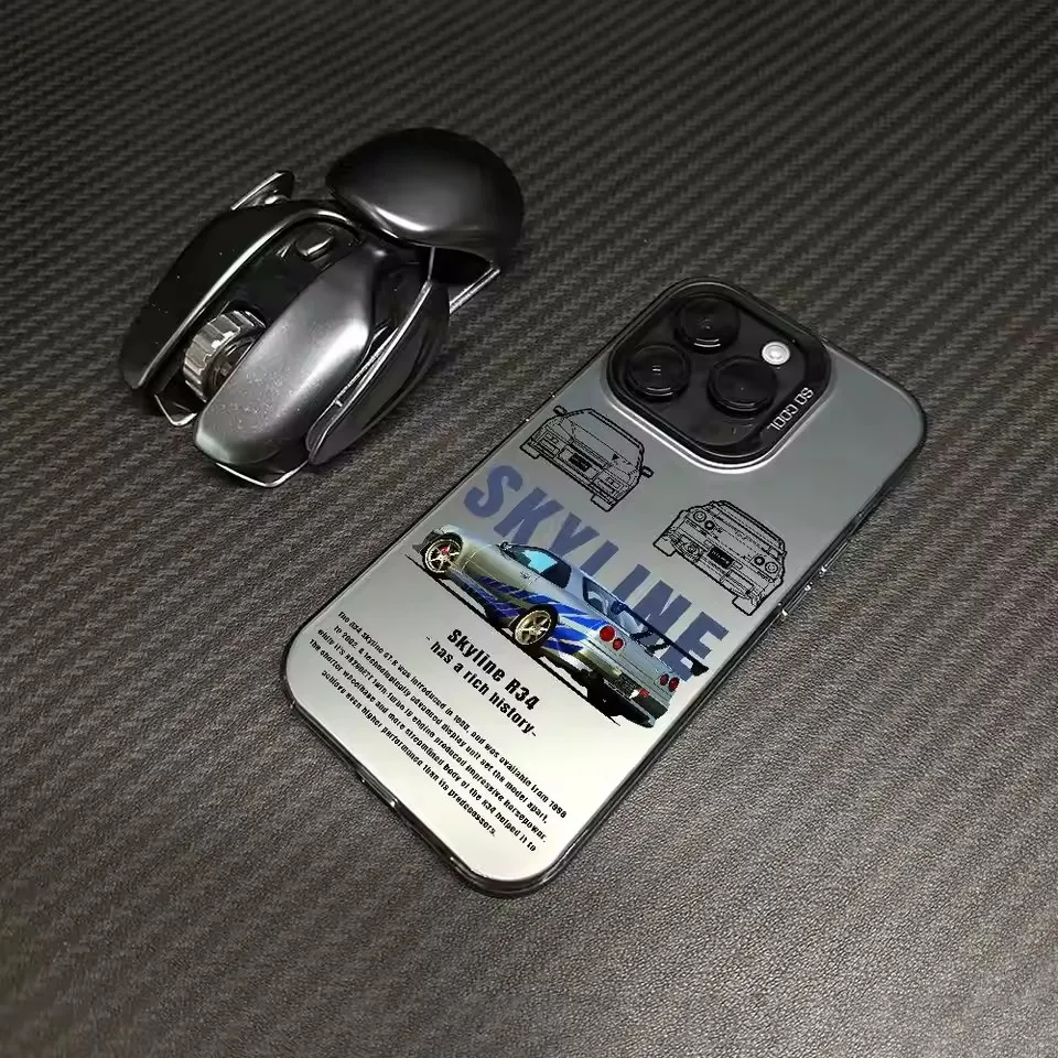 Sleek Silver Racing Stripes Phone Case with IMD Finish