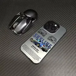 Sleek Silver Racing Stripes Phone Case with IMD Finish - iPhone 18 (Black - MH156)