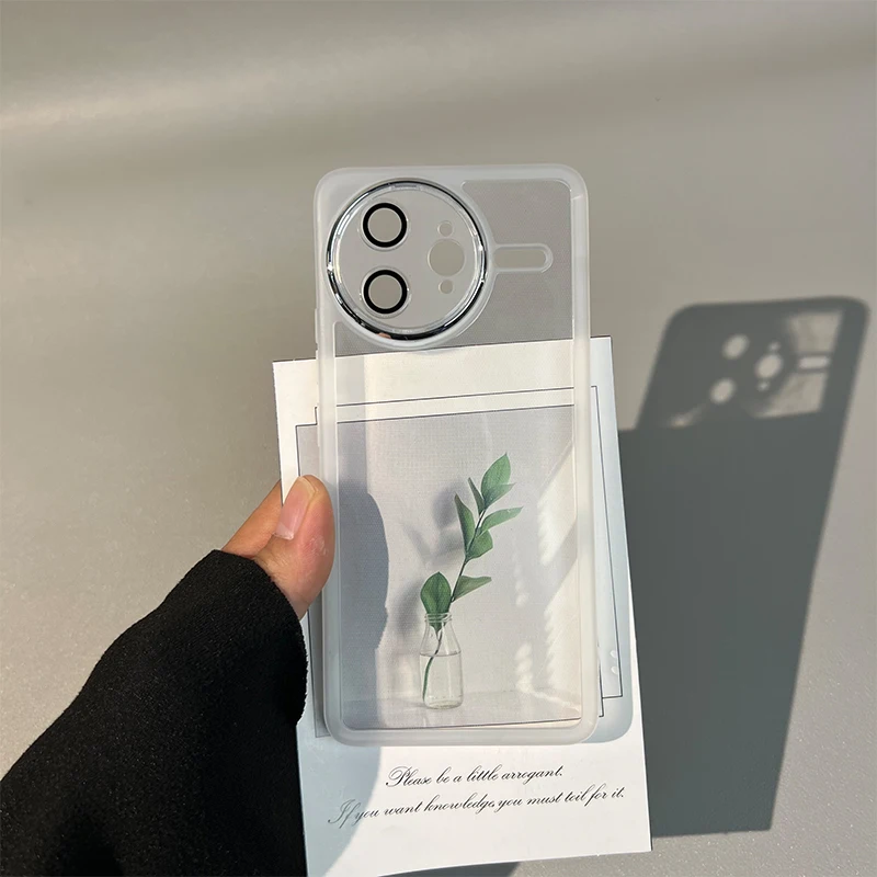 Clear Soft Silicone Acrylic Phone Case with Lens Protector Film