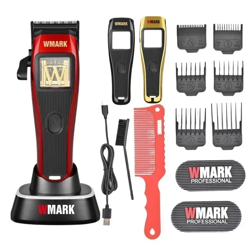 WMARK NG-X1 남성용 전문 헤어 클리퍼, 마이크로칩 마그네틱 모터 10000RPM 9V 모터(충전 스탠드 포함), 무선 커터