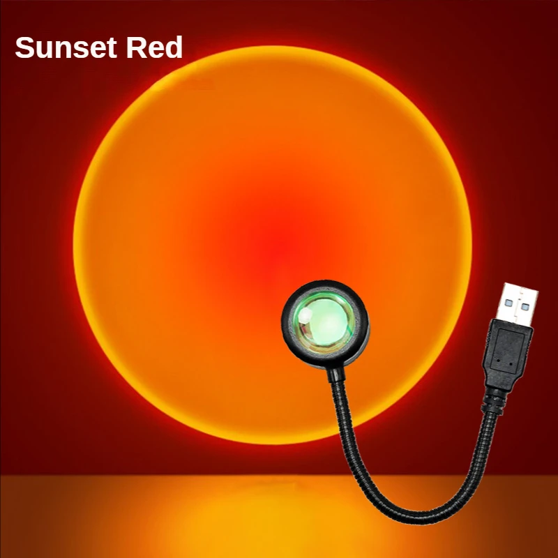 ltoon Sunset light rainbow seven-color projection light net red creative USB live broadcast background atmosphere light night lamp for bedroom wall