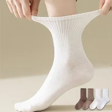 5 쌍 여성 양말 세련된 솔리드 컬러 심플 다용도 양말 편안하고 부드러운 통기성 중간 종아리 양말 땀 방지 얇은 양말