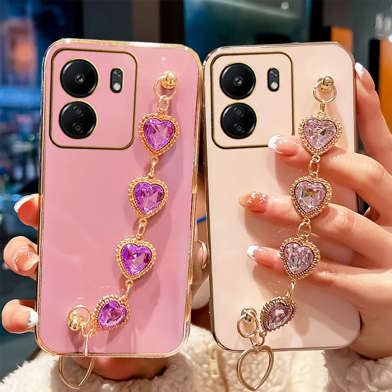 Coque De Luxe En Silicone Avec Bracelet En Diamant Pour Xiaomi, Coque Redmi 13 C, Redmi 13C, Redmi 12C, Redmi Note 13 Pro, Casque C65