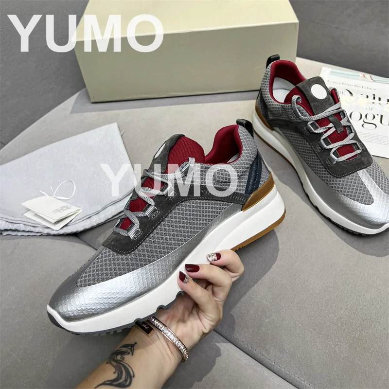 

Men's Sneakers Size 46 Round Toe Mixed Color Air Mesh Sports Leisure Flats Breathable Running Trainer Outdoor Casual Shoes