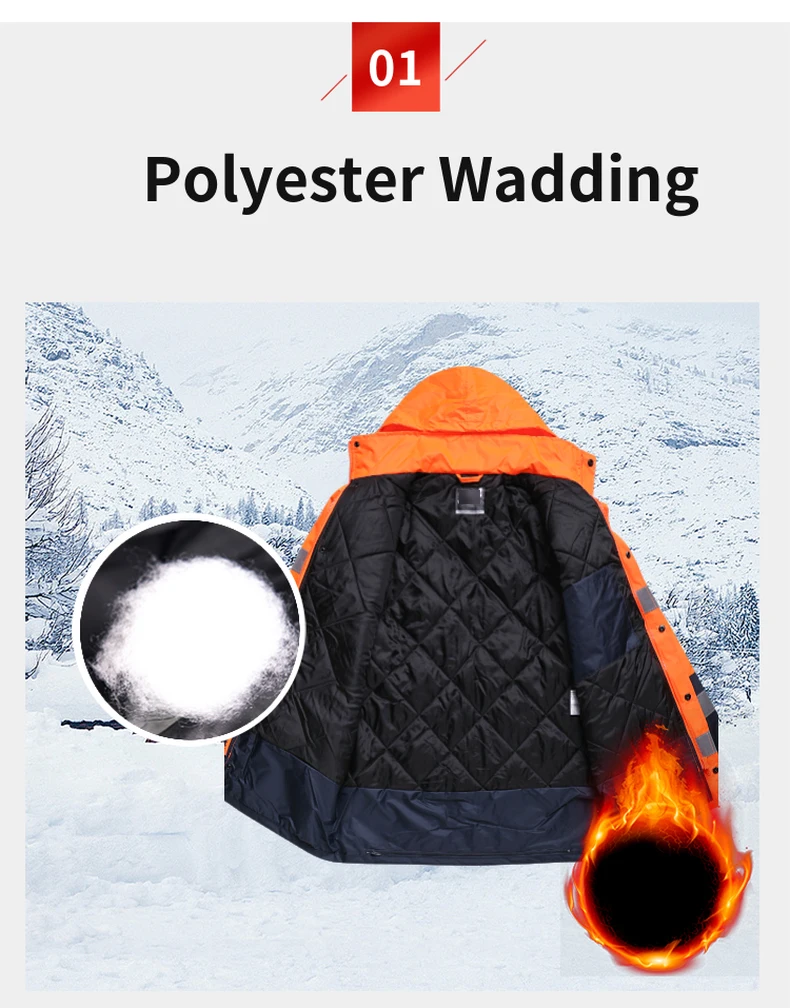 Reflective Winter Jacket Men High Visibility Hi Vis Workwear Jacket Waterproof Windproof Safety Construction Worker Clothes Men