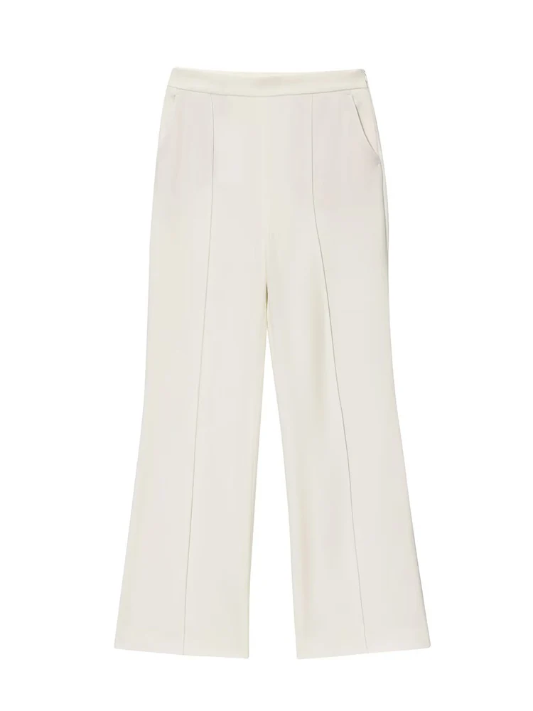 TFMLN Summer Women Fashion Pant 2 Pieces Outfits Round Collar Button Vest Top Casual Straight Pants Simple Style Commuter Set