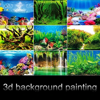 수족관 배경 물고기 탱크 배경 그림 HD 그림 3D 스테레오 벽지 수족관 조경 장식 수족관 용품