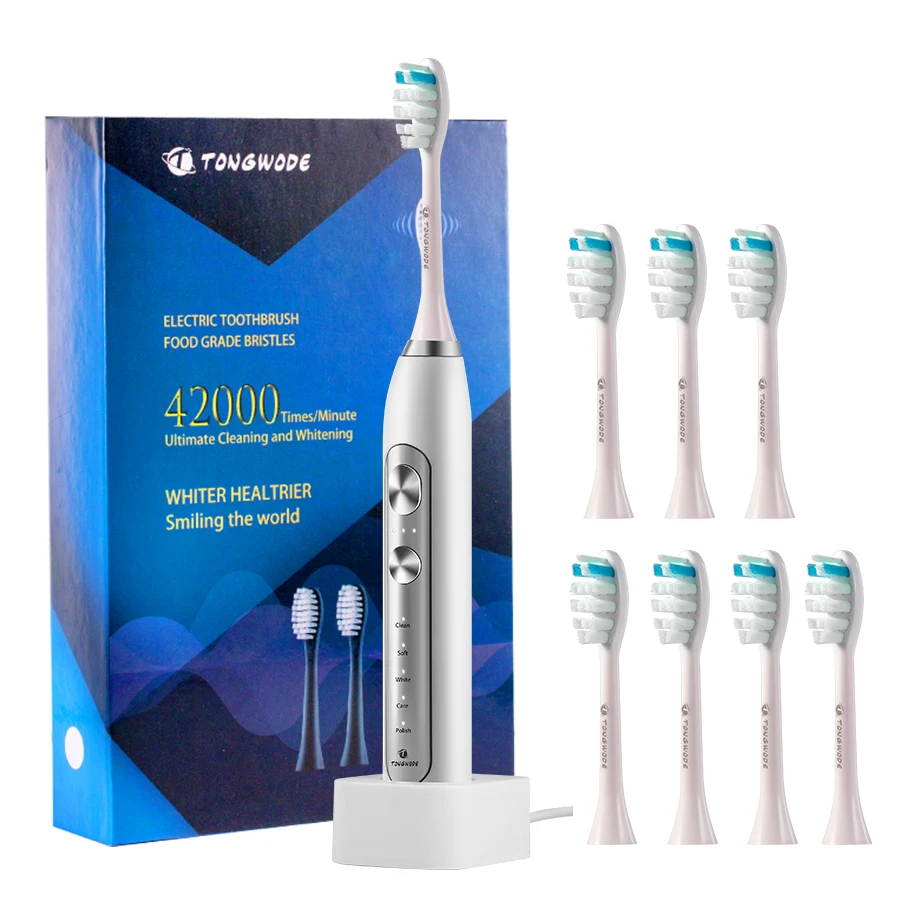 thumbnail image 1 of Juego de cepillo de dientes eléctrico sónico, inalámbrico, recargable, inteligente, automático, con cabezal de repuesto y vibrador, kit de cepillos de dientes a prueba de agua, 1 of 5