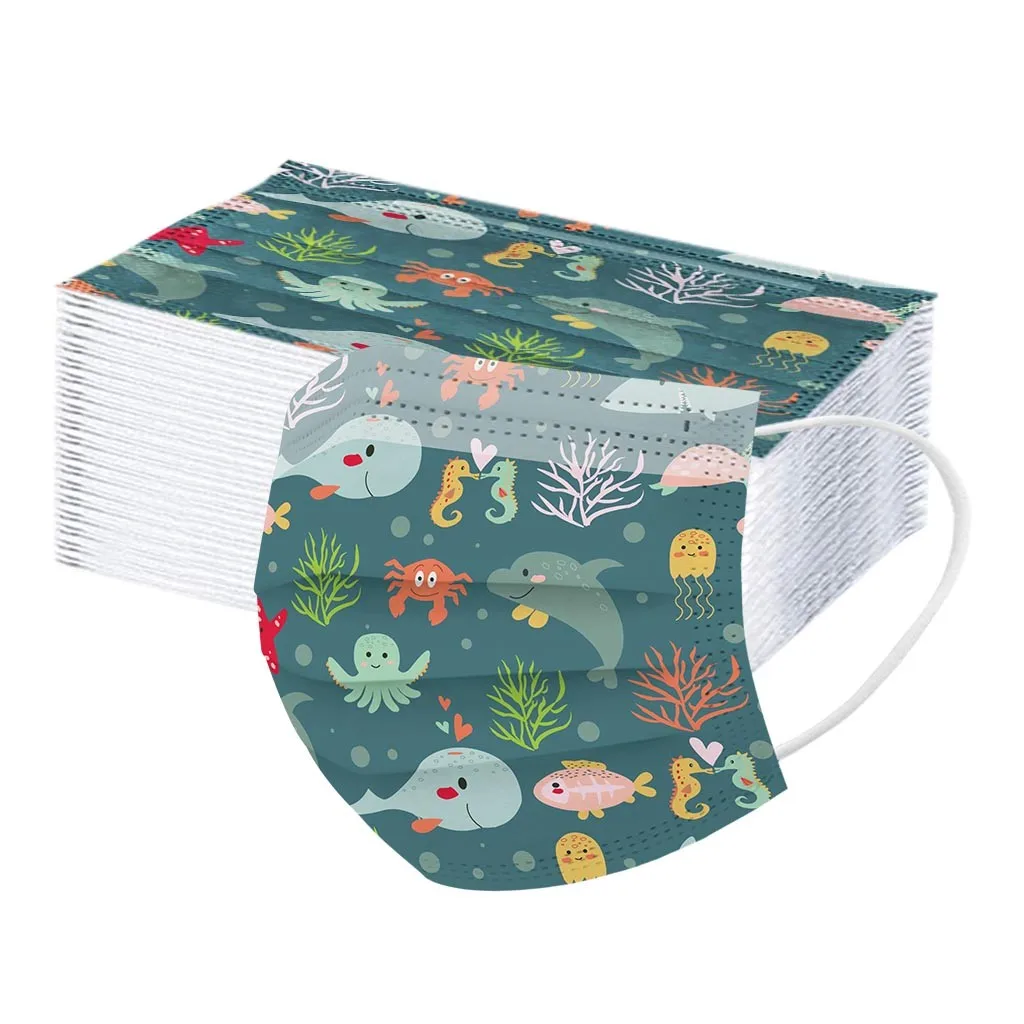 Disposable Face Mask Children's Mask 50PC Industrial 3-Layer Cotton Face Mask