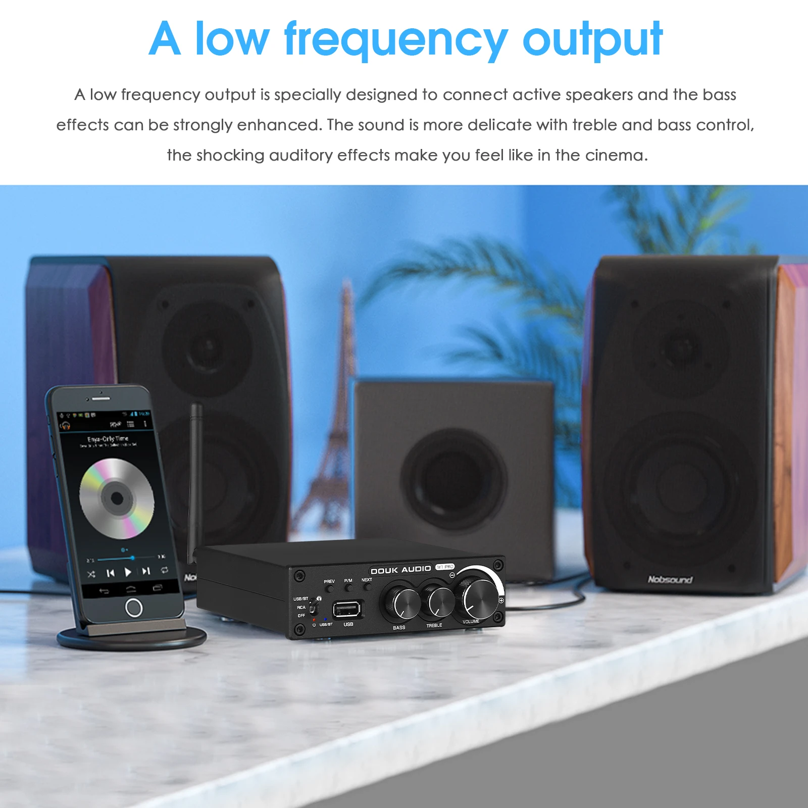 Amplificador de Potência Bluetooth 5.0, Estéreo 2.0