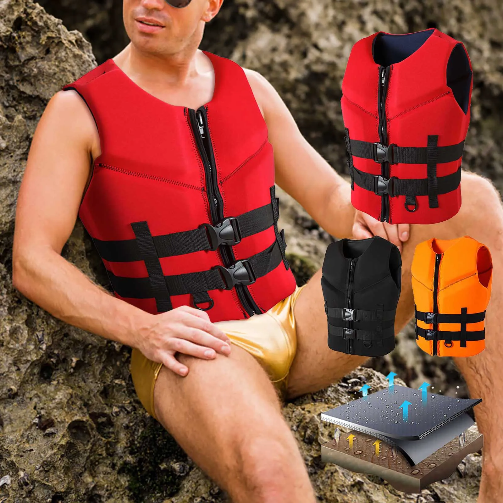 LifeJacketsWaterSportBoatingJacketForAdultsOutdoorSwimVestAdultsSwimmingLifeVest