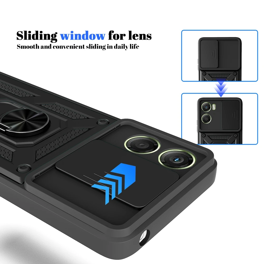 Shockproof Armor Magnetic Holder Ring Case with Camera Protection
